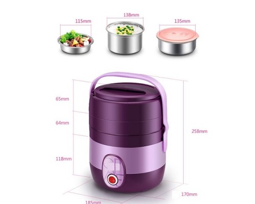 2.3L 3 layer Electric Lunch Box – Purple 2.3L 3 layer Electric Lunch Box – Purple